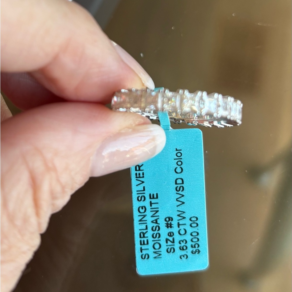 3.63 Ctw Moissanite Princess Cut Full Eternity Band Size 9 - Picture 10 of 10